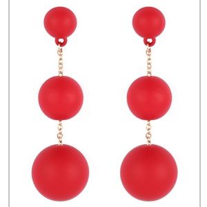 RED - CCB 3 DROP COLOR COATED EARRINGS